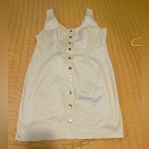 Light Blue Denim Stretch - Faux Snap Front Denim Sundress